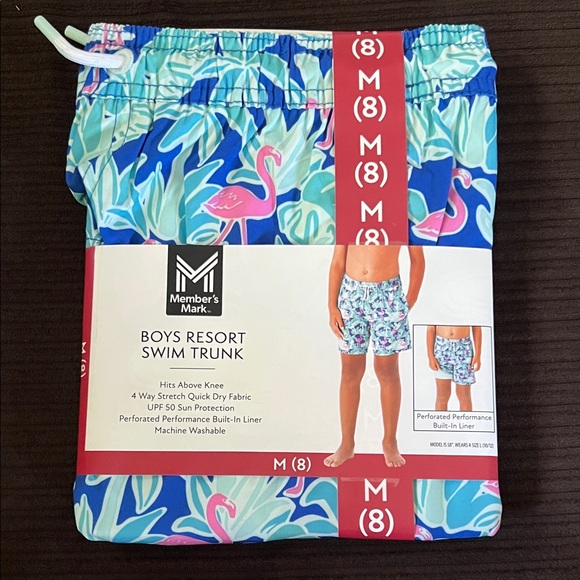 Member's Mark Boys Resort Swim Trunk - Blue and Pink - Picture 1 of 2